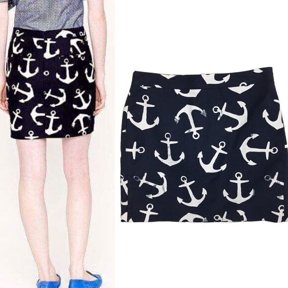 J. Crew navy blue anchor skirt - Picture 2 of 6